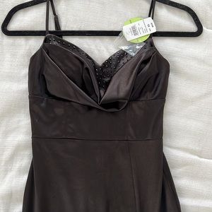 Black Satin Midi Dress